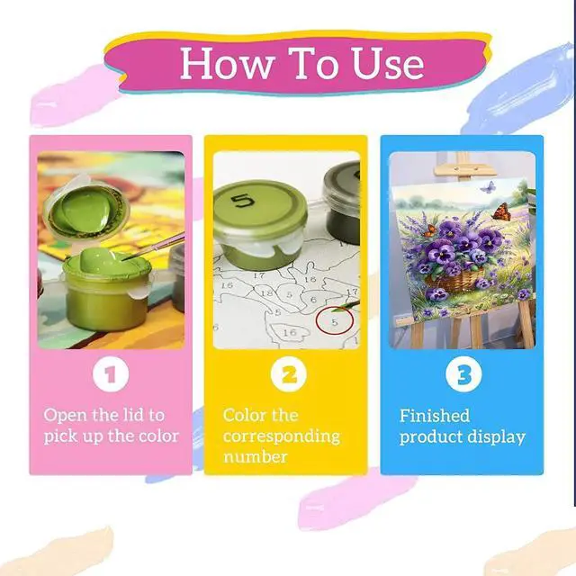 Alt view image 6 of 7 - Paint by Numbers for Adults Flowers - Flower Paint by Number on Canvas | DIY Floral Oil Painting for Gift Home Wall Decor, Without Frame (16x20 inch)