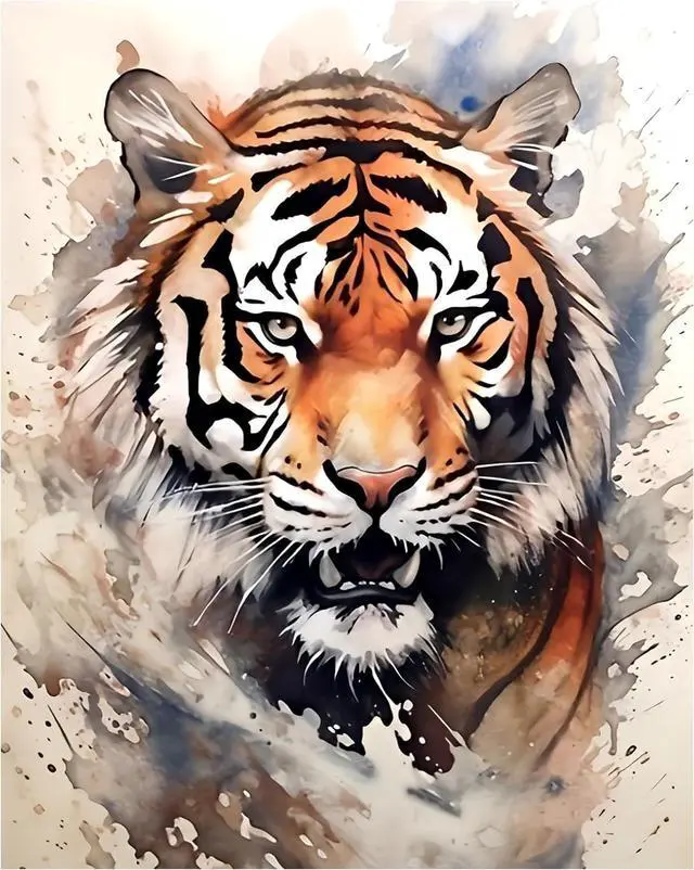 Main image of xcemhil Tiger Paint by Numbers Kit for Adults Beginner, Tiger Paint by Number for Adult, Acrylic Paint by Numbers Kits Suitable for Home Wall Art Decor Gifts 16x20 Inch