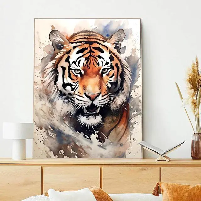 Alt view image 2 of 7 - xcemhil Tiger Paint by Numbers Kit for Adults Beginner, Tiger Paint by Number for Adult, Acrylic Paint by Numbers Kits Suitable for Home Wall Art Decor Gifts 16x20 Inch