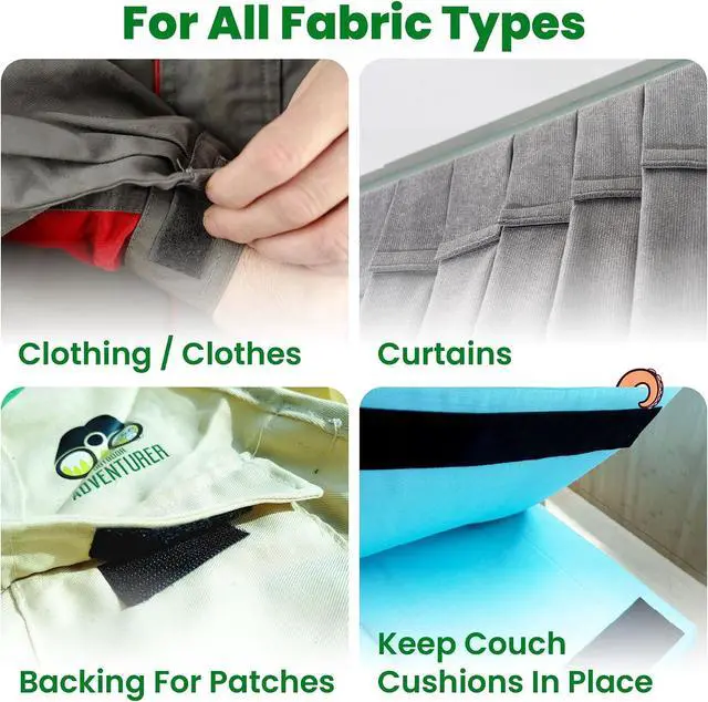 Alt view image 2 of 7 - ECOHomes (1x4 Inch, 16 Sets) Strips with Adhesive for Fabric, Grey | No Sew, Stick On for Fabric, Sticky Back for Clothes, Curtains, Heavy Duty, Double Sided Hook and Loop Hem Tape Fasteners