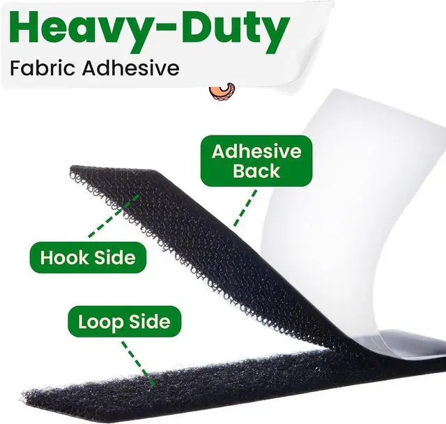 Alt view image 5 of 7 - ECOHomes (1x4 Inch, 16 Sets) Strips with Adhesive for Fabric, Grey | No Sew, Stick On for Fabric, Sticky Back for Clothes, Curtains, Heavy Duty, Double Sided Hook and Loop Hem Tape Fasteners