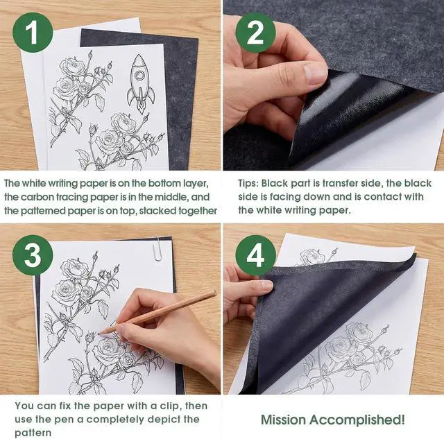 Alt view image 4 of 7 - PSLER Black Carbon Paper for Tracing - 30Pcs Graphite Transfer Paper, A4 | Use with Tracing Paper, Dark Carbon Copy Paper for Drawing Patterns on Wood, Canvas, Fabric, Artist Lettering & Sketching