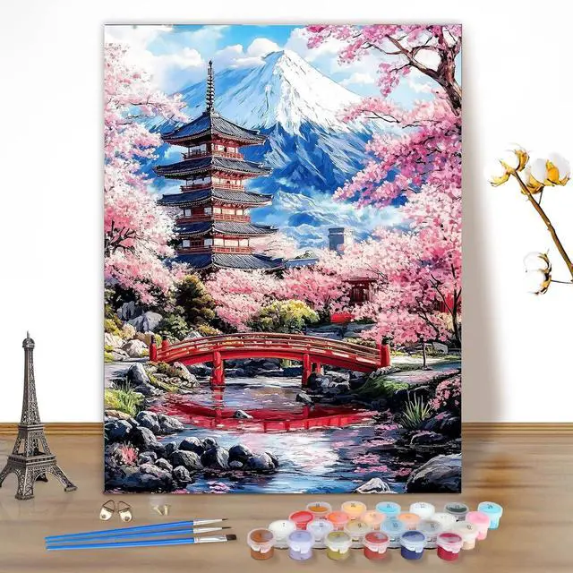 Main image of EOBROMD Paint by Numbers Kits for Adults Landscape, Flower DIY Painting Kits for Adults Beginner, Acrylic Paint Oil Paint by Numbers for Home Decor Gift 16x20inch(Without Frame)