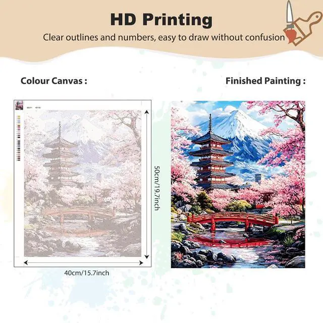 Alt view image 3 of 7 - EOBROMD Paint by Numbers Kits for Adults Landscape, Flower DIY Painting Kits for Adults Beginner, Acrylic Paint Oil Paint by Numbers for Home Decor Gift 16x20inch(Without Frame)