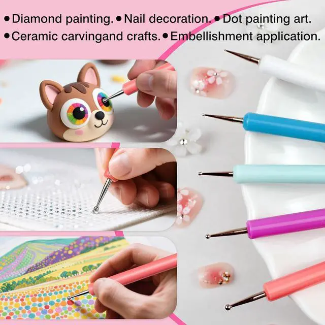 Alt view image 5 of 7 - 5-Piece Pattern Tracing & Embossing Stylus Set Dual-Ended Ball Tip Tools for Transfer Paper, Drawing, Clay Sculpting & Nail Art