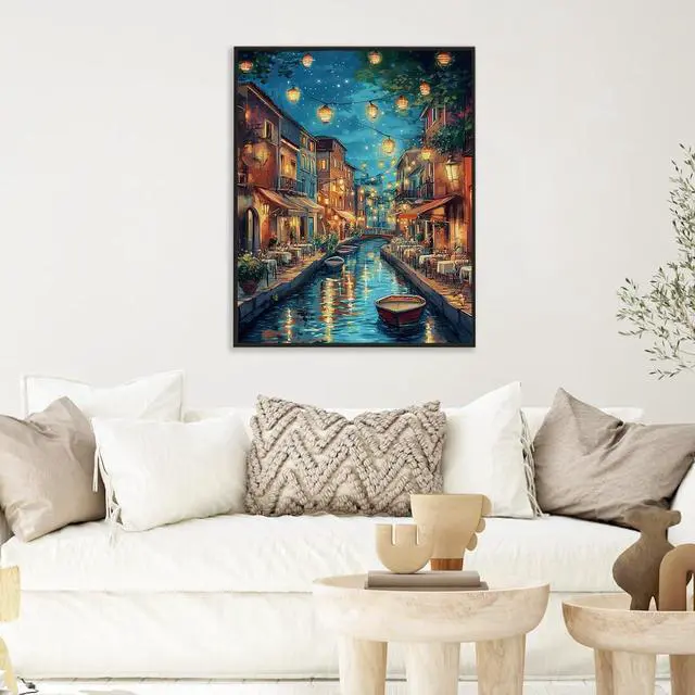 Alt view image 6 of 7 - Paint by Numbers Kit for Adults, Venice Night Number Painting Canvas Kit | DIY Acrylic Painting Set for Beginners, Stress Relief Relaxing Craft, Home Wall Decor, Holiday Gift for Adults, 16x20 Inch