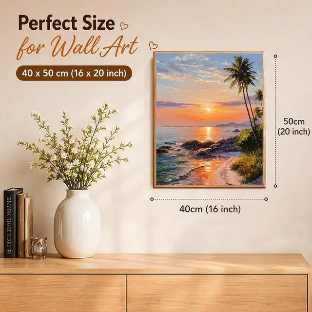 Alt view image 3 of 7 - AUKELHJ Paint by Numbers Kit for Adults Beginner, Beach, 16X20 Inch | Paint by Number for Adults, Beginner Friendly, High-Definition Color Canvas, Stress Relief, Home Decor, Gifts, Unframed