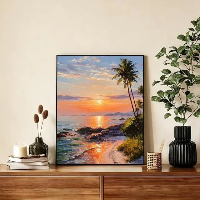 Alt view image 2 of 7 - AUKELHJ Paint by Numbers Kit for Adults Beginner, Beach, 16X20 Inch | Paint by Number for Adults, Beginner Friendly, High-Definition Color Canvas, Stress Relief, Home Decor, Gifts, Unframed