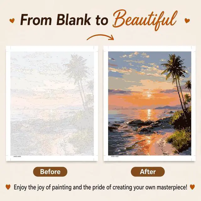 Alt view image 4 of 7 - AUKELHJ Paint by Numbers Kit for Adults Beginner, Beach, 16X20 Inch | Paint by Number for Adults, Beginner Friendly, High-Definition Color Canvas, Stress Relief, Home Decor, Gifts, Unframed