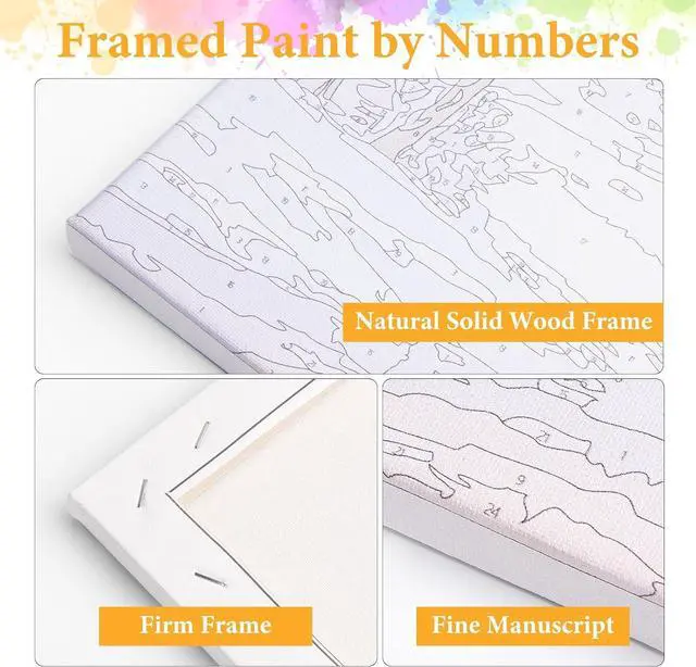 Alt view image 4 of 7 - Framed Paint by Numbers Kit for Adults, Tiger & Flower Decor 8x12 Inch | Paint by Number with Frame, DIY Acrylic Painting Kit for Relaxation, Easy for Beginners, Wall Decor Gift for Animal Lovers