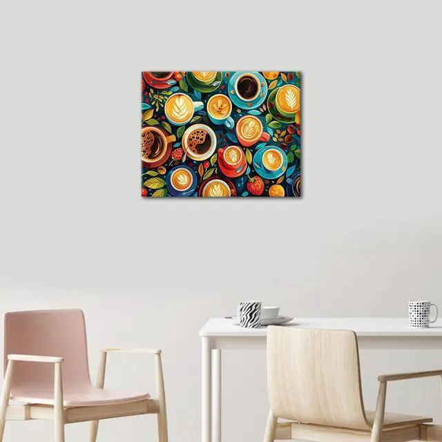 Alt view image 2 of 7 - TUMOVO Paint by Numbers for Adults, Vibrant Coffee Cups Beans Decor | Coffee Lover DIY Craft, Adult Paint by Number Kits for Beginners, Proudly Display Creation, Paint Set, 16x20 Inches.