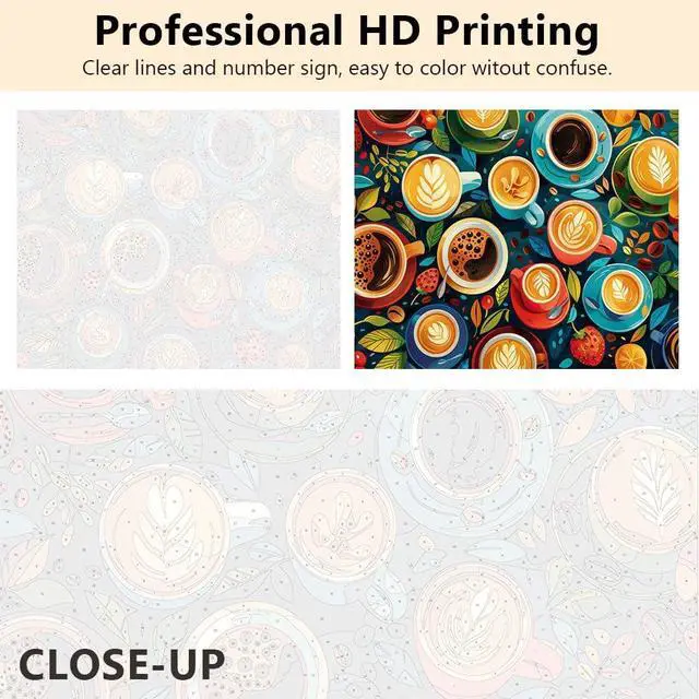 Alt view image 5 of 7 - TUMOVO Paint by Numbers for Adults, Vibrant Coffee Cups Beans Decor | Coffee Lover DIY Craft, Adult Paint by Number Kits for Beginners, Proudly Display Creation, Paint Set, 16x20 Inches.