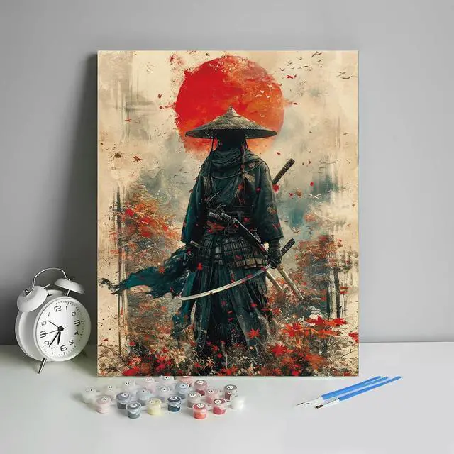 Main image of HULDFRDA Adult Paint by Number Kits On Canvas Japanese Samurai Adults' Paint-by-Number Kits Japanese Style Painting for Adults Color by Number DIY Paint by Numbers with Paints and Brushes,16x20 Inch