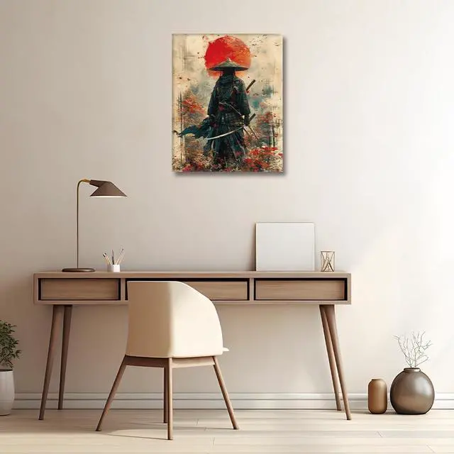 Alt view image 2 of 7 - HULDFRDA Adult Paint by Number Kits On Canvas Japanese Samurai Adults' Paint-by-Number Kits Japanese Style Painting for Adults Color by Number DIY Paint by Numbers with Paints and Brushes,16x20 Inch