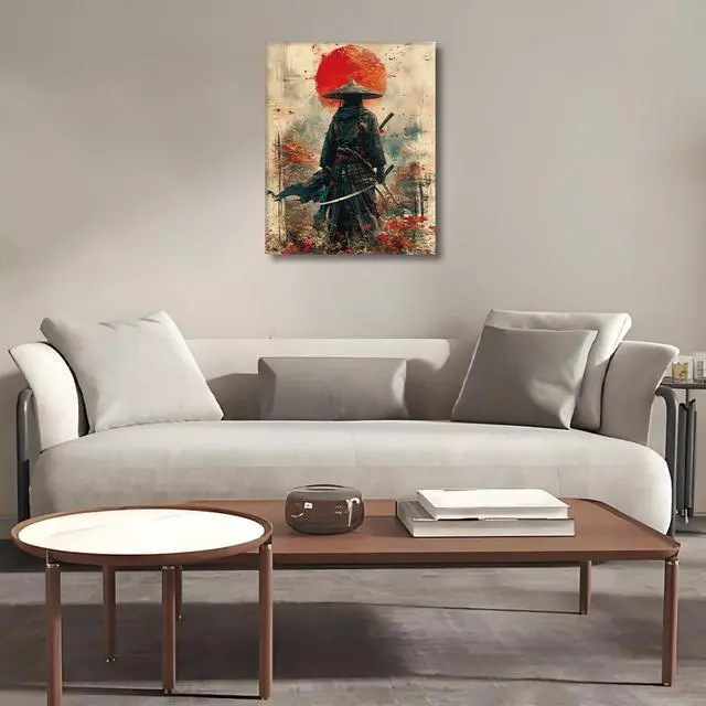 Alt view image 3 of 7 - HULDFRDA Adult Paint by Number Kits On Canvas Japanese Samurai Adults' Paint-by-Number Kits Japanese Style Painting for Adults Color by Number DIY Paint by Numbers with Paints and Brushes,16x20 Inch