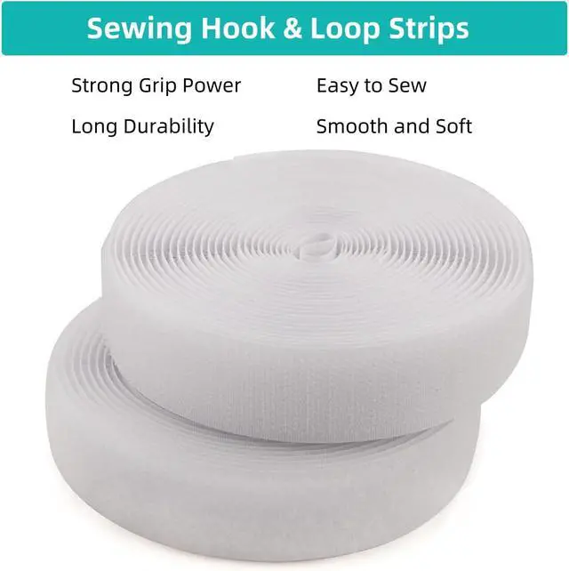 Alt view image 2 of 7 - Sew on Hook and Loop Tape 5/8 Inch Wide,16.4 Feet Non-Adhesive Back White Hook and Loop Strips Sewing Fastener Fabric Fastener Non Adhesive Sewing Interlocking Tape