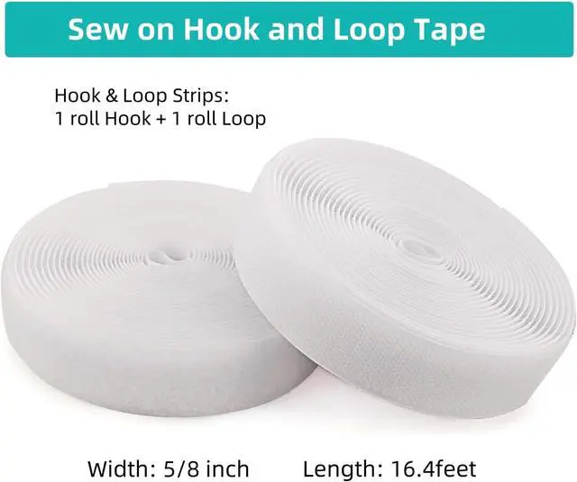 Alt view image 3 of 7 - Sew on Hook and Loop Tape 5/8 Inch Wide,16.4 Feet Non-Adhesive Back White Hook and Loop Strips Sewing Fastener Fabric Fastener Non Adhesive Sewing Interlocking Tape