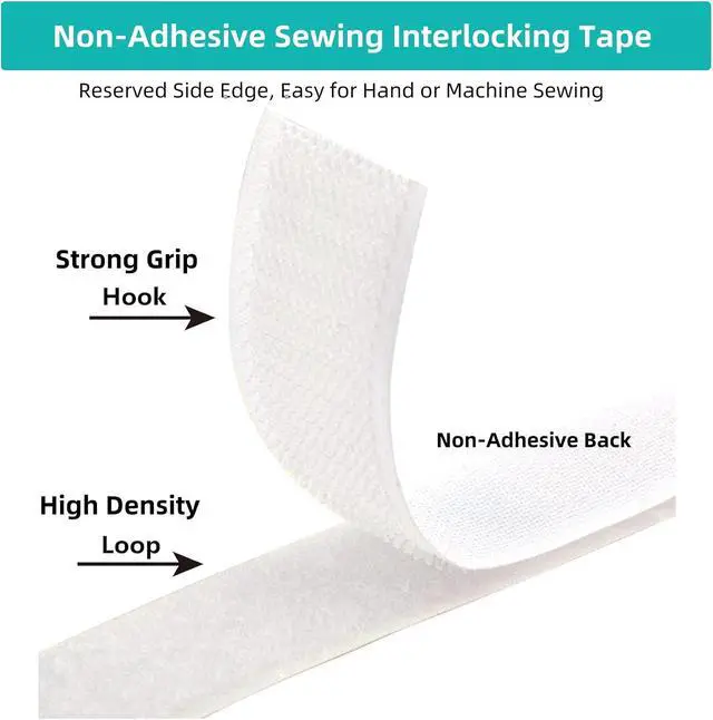 Alt view image 4 of 7 - Sew on Hook and Loop Tape 5/8 Inch Wide,16.4 Feet Non-Adhesive Back White Hook and Loop Strips Sewing Fastener Fabric Fastener Non Adhesive Sewing Interlocking Tape