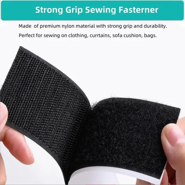 Alt view image 5 of 7 - Sew on Hook and Loop Tape 5/8 Inch Wide,16.4 Feet Non-Adhesive Back White Hook and Loop Strips Sewing Fastener Fabric Fastener Non Adhesive Sewing Interlocking Tape