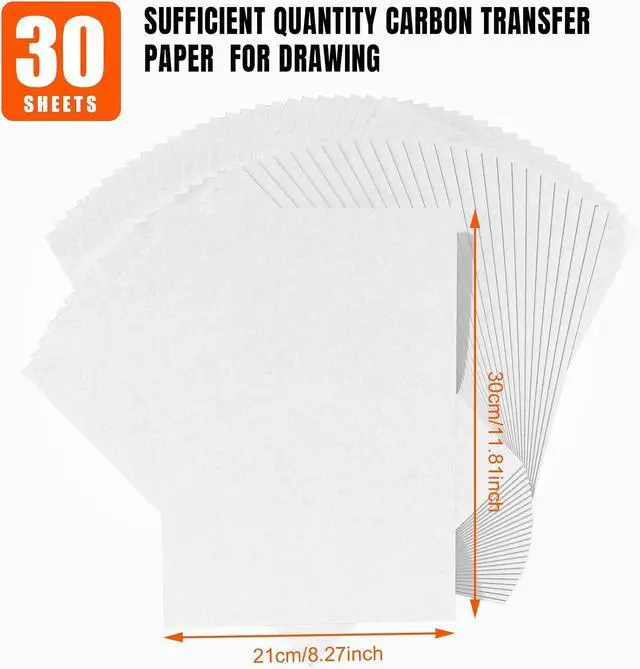 Alt view image 2 of 7 - PSLER White Carbon Paper for Tracing - 30Pcs Graphite Transfer Paper, A4 | Use with Tracing Paper, Carbon Copy Paper for Drawing Patterns on Wood, Canvas, Fabric, Artist Lettering & Sketching