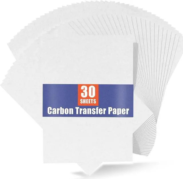 Main image of PSLER White Carbon Paper for Tracing - 30Pcs Graphite Transfer Paper, A4 | Use with Tracing Paper, Carbon Copy Paper for Drawing Patterns on Wood, Canvas, Fabric, Artist Lettering & Sketching