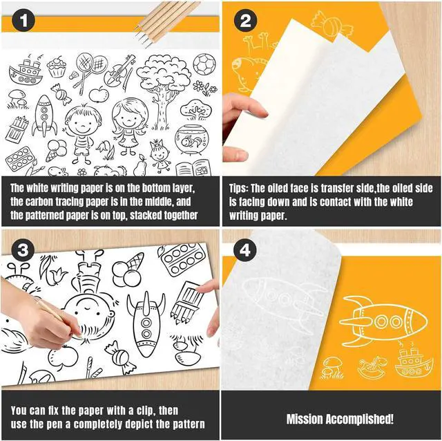 Alt view image 5 of 7 - PSLER White Carbon Paper for Tracing - 30Pcs Graphite Transfer Paper, A4 | Use with Tracing Paper, Carbon Copy Paper for Drawing Patterns on Wood, Canvas, Fabric, Artist Lettering & Sketching
