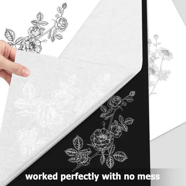 Alt view image 3 of 7 - PSLER White Carbon Paper for Tracing - 30Pcs Graphite Transfer Paper, A4 | Use with Tracing Paper, Carbon Copy Paper for Drawing Patterns on Wood, Canvas, Fabric, Artist Lettering & Sketching