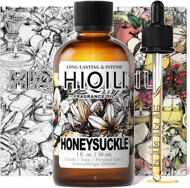 Main image of HIQILI Honeysuckle Fragrance Oil for Diffuser & DIY Candle Making - 1 Fl Oz | Ideal for Making Perfume for Women, Relaxation, Beautiful Gifts - 30 ML