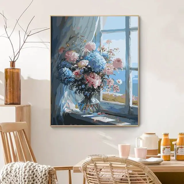 Alt view image 2 of 7 - PRASIO Paint by Numbers Kit for Adults Beginner, Flowers Adult Paint by Number Kits on Canvas, DIY Acrylic Watercolor Oil Paint by Number for Adults for Home Decor Gift 16x20 Inch