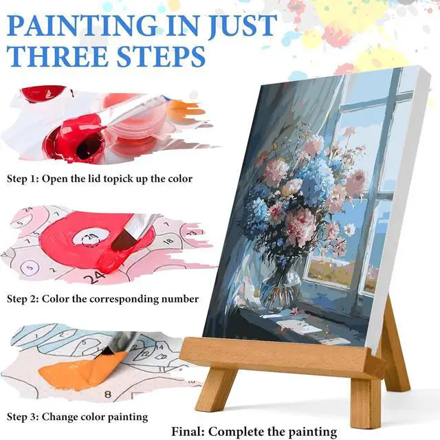 Alt view image 4 of 7 - PRASIO Paint by Numbers Kit for Adults Beginner, Flowers Adult Paint by Number Kits on Canvas, DIY Acrylic Watercolor Oil Paint by Number for Adults for Home Decor Gift 16x20 Inch