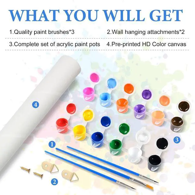 Alt view image 5 of 7 - PRASIO Paint by Numbers Kit for Adults Beginner, Flowers Adult Paint by Number Kits on Canvas, DIY Acrylic Watercolor Oil Paint by Number for Adults for Home Decor Gift 16x20 Inch