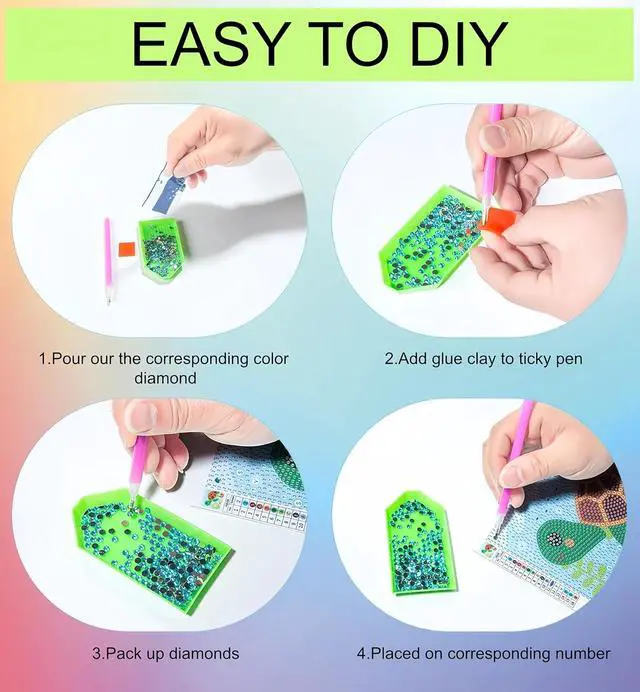Alt view image 7 of 7 - 5DDIYART 6 Pack Small Diamond Painting Kits for Kids Beginners | 5D Gem Art by Number for Children Ages 6-8-12,Cute Animal Dog Fun DIY Dot Painting Set,Home Wall Decor 6x6 Inch