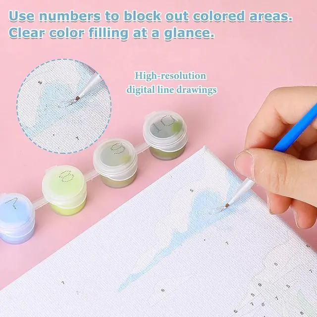 Alt view image 5 of 7 - Flowers Paint by Numbers Kit for Adults Beginner, Paint by Numbers 10x10 in | Daisy Framed Paint by Numbers with Easel, Acrylic Painting by Numbers, DIY Arts and Crafts for Gifts or Home Decor