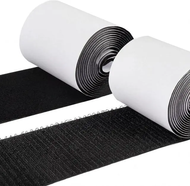 Main image of 4in x 9ft Strong Sticky Hook and Loop Tape Black Heavy Duty Adhesive Strips | Black Nylon, Strong Self-Adhesive Backing, for Couch Cushions Rugs Carpets Fabric and DIY Projects, Home Office Workshop