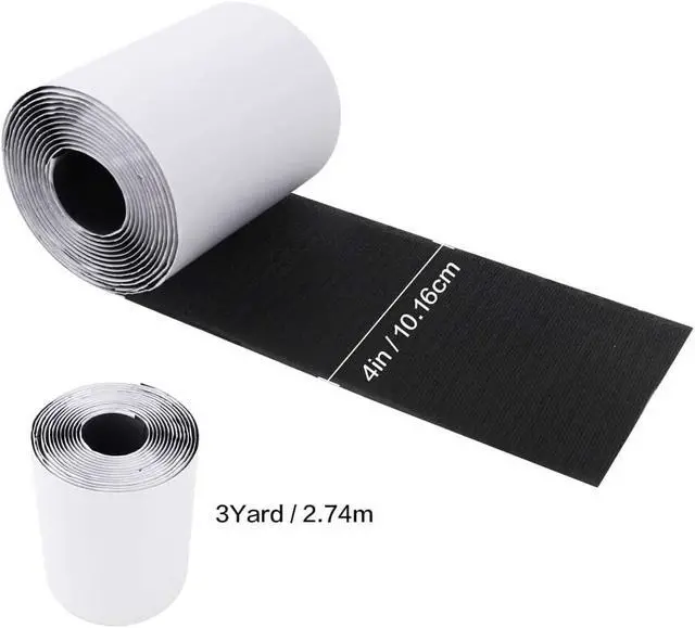 Alt view image 2 of 7 - 4in x 9ft Strong Sticky Hook and Loop Tape Black Heavy Duty Adhesive Strips | Black Nylon, Strong Self-Adhesive Backing, for Couch Cushions Rugs Carpets Fabric and DIY Projects, Home Office Workshop