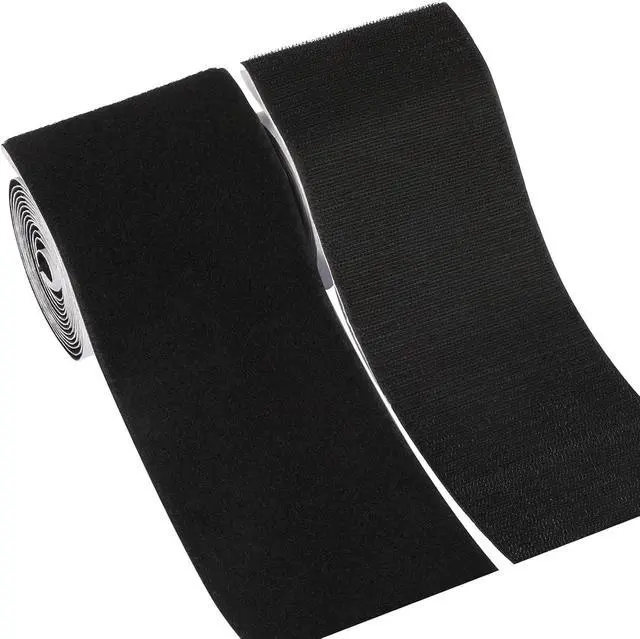 Alt view image 3 of 7 - 4in x 9ft Strong Sticky Hook and Loop Tape Black Heavy Duty Adhesive Strips | Black Nylon, Strong Self-Adhesive Backing, for Couch Cushions Rugs Carpets Fabric and DIY Projects, Home Office Workshop