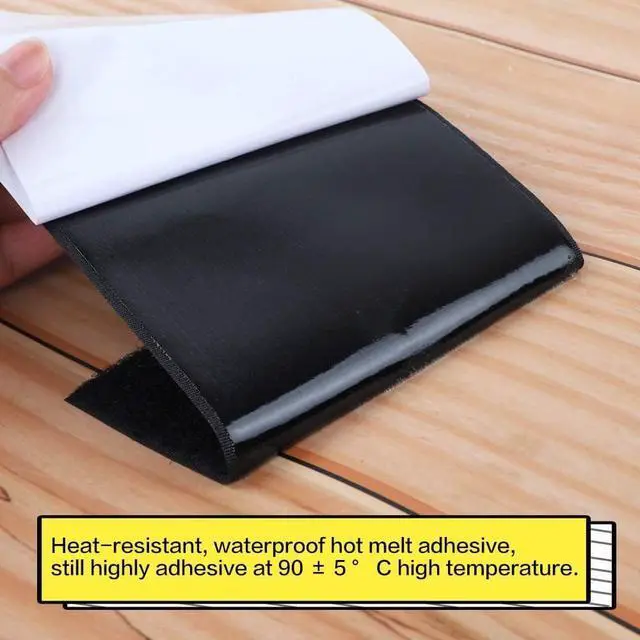 Alt view image 4 of 7 - 4in x 9ft Strong Sticky Hook and Loop Tape Black Heavy Duty Adhesive Strips | Black Nylon, Strong Self-Adhesive Backing, for Couch Cushions Rugs Carpets Fabric and DIY Projects, Home Office Workshop