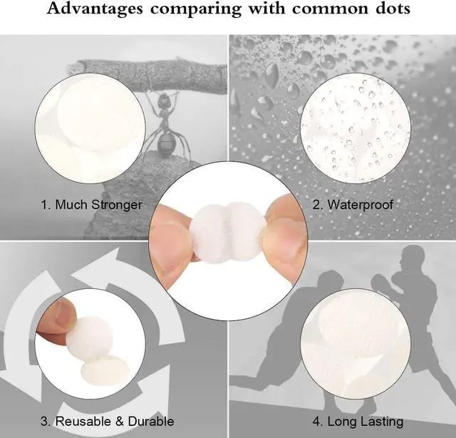 Alt view image 4 of 7 - 400pcs (200 Pair Sets) 15mm Diameter Sticky Back Hook, Self Adhesive Dots Loop Tapes for DIY Crafts Office Classroom (White)