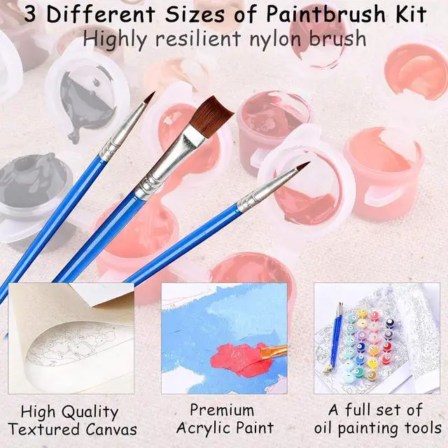 Alt view image 7 of 7 - Zariocy Paint by Numbers Kits for Adults - Elephant DIY Oil Paintings Canvas Acrylic Paint Set - Sunset Landscape Paint by Numbers Kit for Beginners and Ideal for Home Decor 16x20 inch