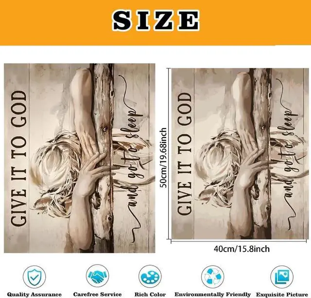 Alt view image 4 of 7 - Christian Woman Paint by Numbers Kit for Adults Beginner (Without Frame) | Give It To God Adult Paint by Number Kits on Canvas DIY Acrylic Oil Easy Painting by Numbers for Home Wall Decor Gift16X20 in