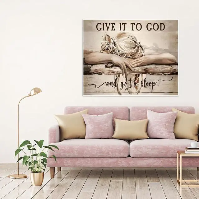Alt view image 5 of 7 - Christian Woman Paint by Numbers Kit for Adults Beginner (Without Frame) | Give It To God Adult Paint by Number Kits on Canvas DIY Acrylic Oil Easy Painting by Numbers for Home Wall Decor Gift16X20 in