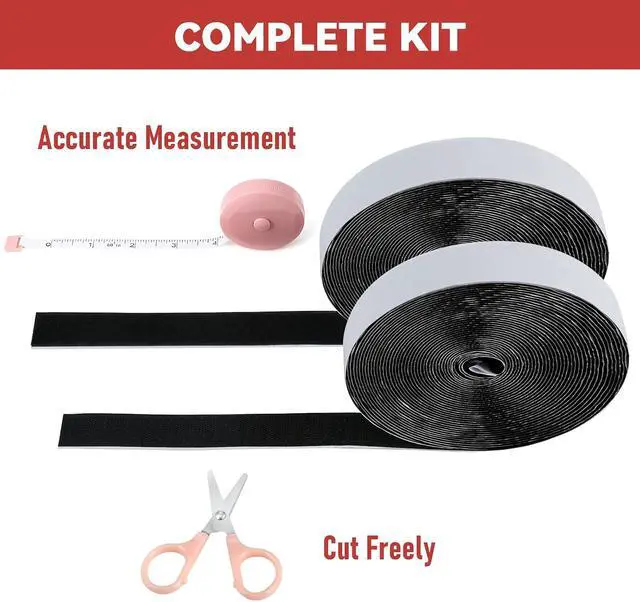 Alt view image 3 of 7 - PTUNA 32Ft *1 Inch Hook and Loop Tape with Adhesive Back,Black | Heavy Duty Double Sided Adhesive Strips, Strong Sticky Strips Roll for Home/Office/School/Car