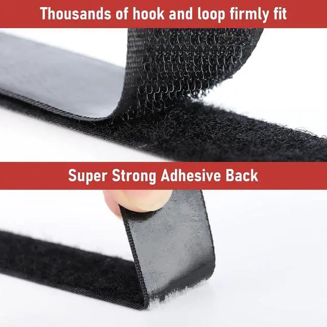 Alt view image 5 of 7 - PTUNA 32Ft *1 Inch Hook and Loop Tape with Adhesive Back,Black | Heavy Duty Double Sided Adhesive Strips, Strong Sticky Strips Roll for Home/Office/School/Car