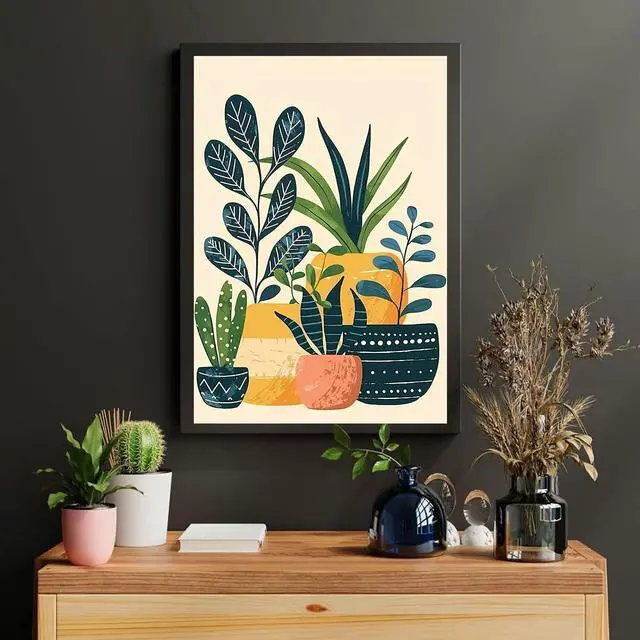 Alt view image 4 of 7 - Plants Paint by Numbers Kit for Adults Beginner - Wooden Easel, Green Plant Paint by Numbers with Frame, Adult Painting by Number Kits on Canvas, Easy Oil Painting Arts Gift Wall Decor 8x12inch