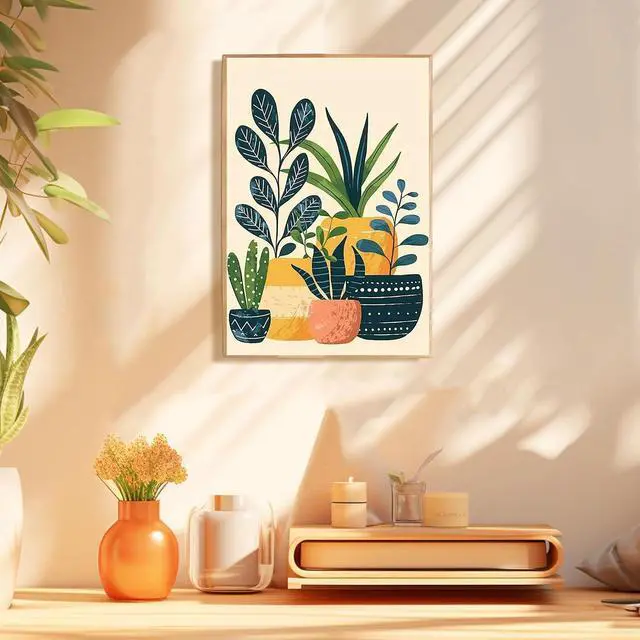 Alt view image 5 of 7 - Plants Paint by Numbers Kit for Adults Beginner - Wooden Easel, Green Plant Paint by Numbers with Frame, Adult Painting by Number Kits on Canvas, Easy Oil Painting Arts Gift Wall Decor 8x12inch