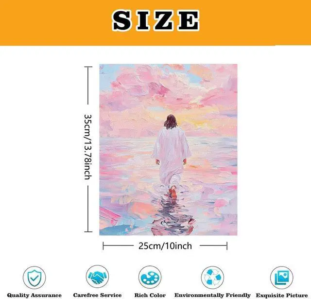 Alt view image 3 of 7 - BAWKENTON Pink Jesus Paint by Numbers for Adults and Kids | Pink Wall Art Religious Christian Painting by Number Kits On Canvas, Number Artist DIY, Home Wall Decor,10X13.78in