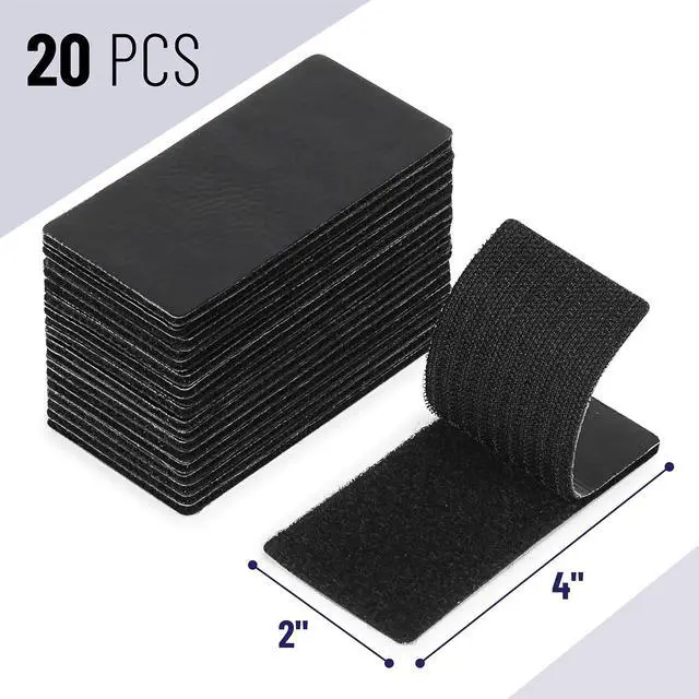 Alt view image 2 of 7 - Bates 2' x 4' Heavy Duty Hook & Loop Tape, 20 pcs with Double Sided Adhesive