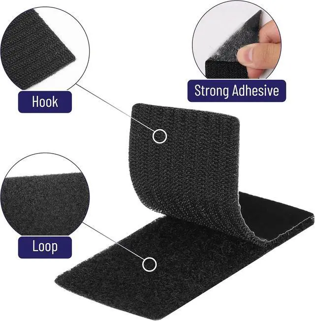 Alt view image 4 of 7 - Bates 2' x 4' Heavy Duty Hook & Loop Tape, 20 pcs with Double Sided Adhesive
