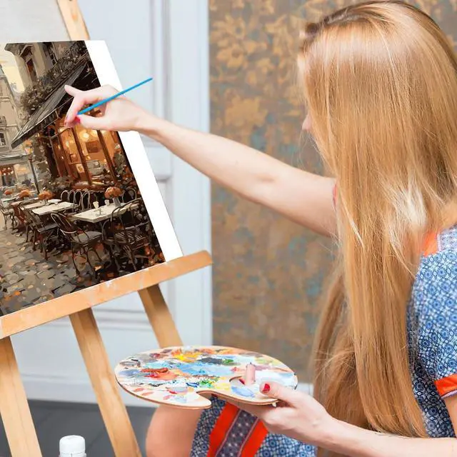 Alt view image 7 of 7 - Paint by Numbers Kit for Adults, Street Cafe Acrylic Canvas Painting Set | 16x20 Inch, DIY Number Painting Craft Kit for Adults Beginners, Home Wall Decor, Stress Relief Relaxing Hobby Gift