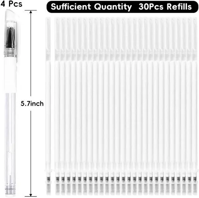Alt view image 2 of 5 - Jauisus Heat Erasable Pens for Fabric with 30 Refills White Fabric Markers, White heat erase pens for fabric Marking Pens for Sewing Quilting DIY Crafts and Embroidery